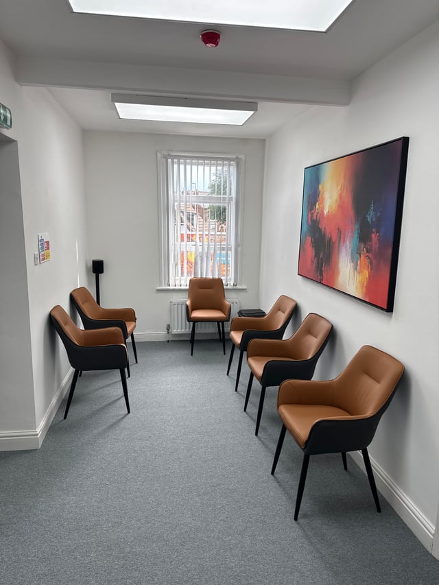 The reception desk at GL1 Dental, Stroud Road, Gloucester